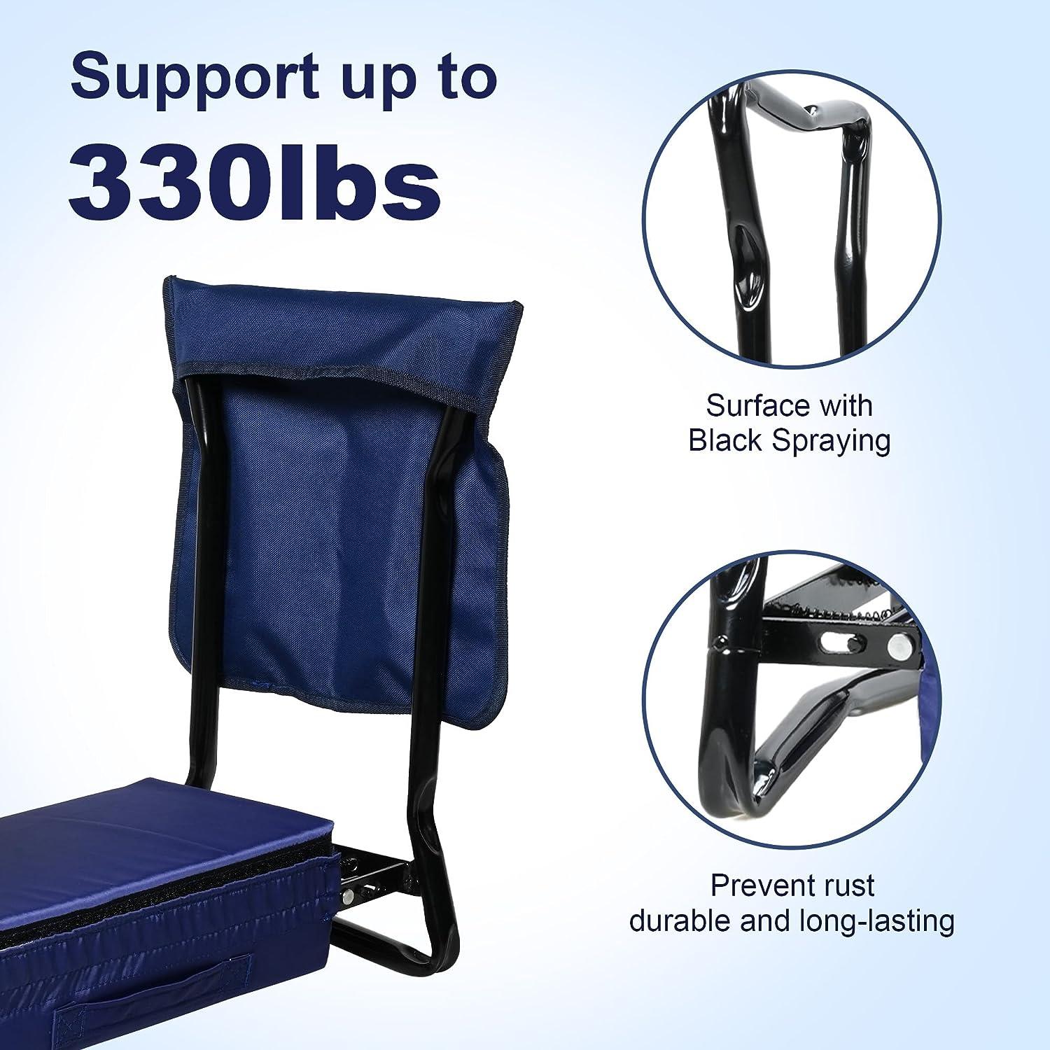 LUCKYERMORE Wider Garden Kneeler Folding Garden Stools Bench and Seat with 2 Tool Pouches, Blue