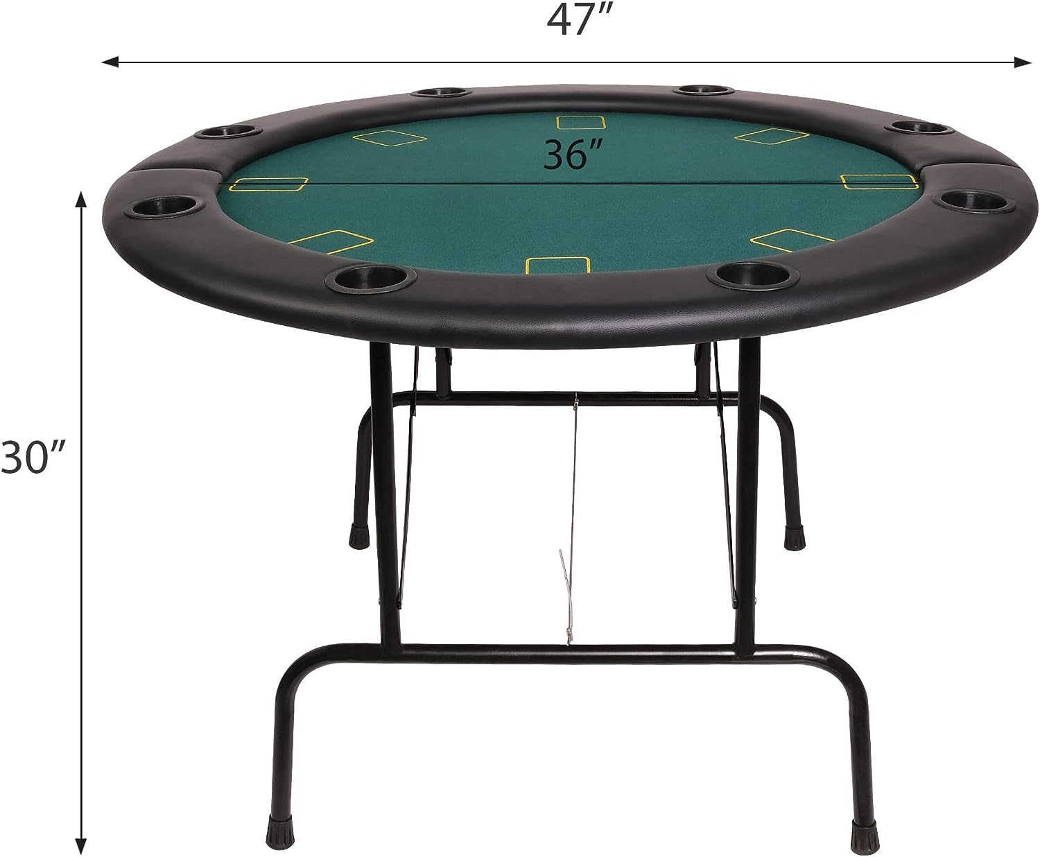 LUCKYERMORE 47" Round Folding Poker Table 8 Player Texas Blackjack Poker Mat, PVC Cup Holder