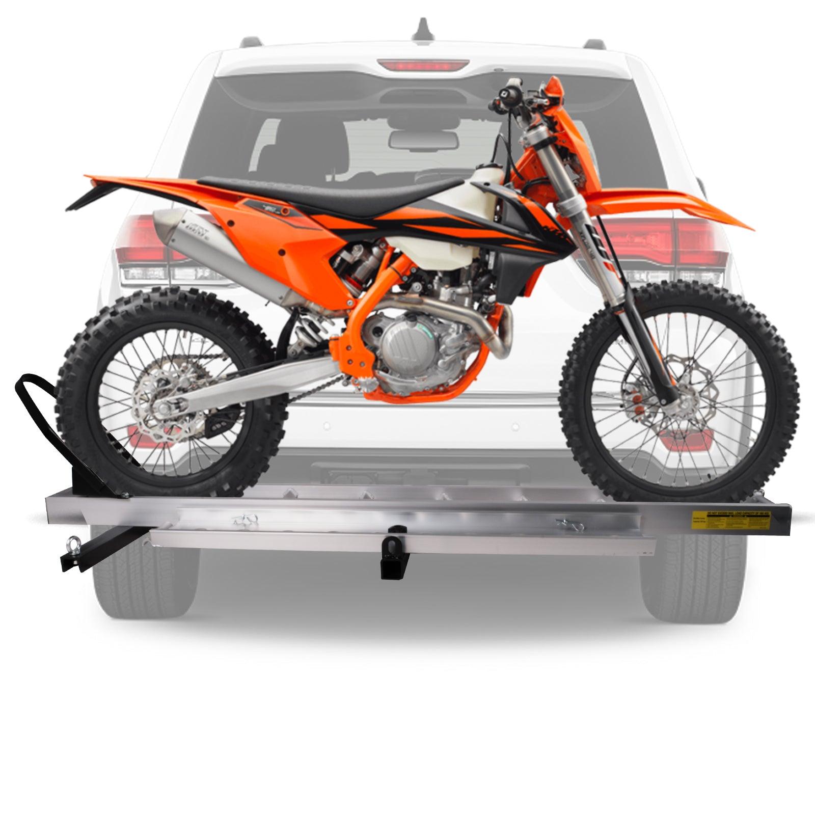 Hitch Mount Motorcycle Carrier Dirt Bike Scooter Carrier with Loading Ramp Wheel Lock