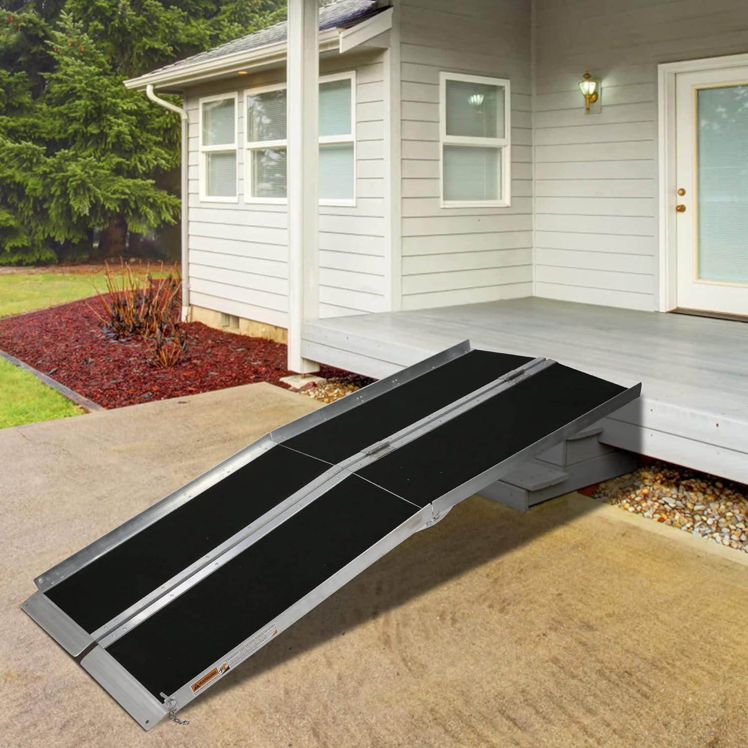 6ft Portable Ramp for Wheelchair Folding Aluminum Alloy Ramp with Handle - Luckyermore