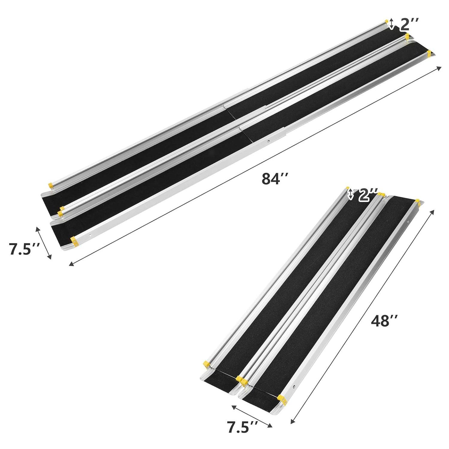 4/7ft Portable Ramp for Wheelchair Telescoping Aluminum Alloy Ramp with Anti-slip Surface - Luckyermore