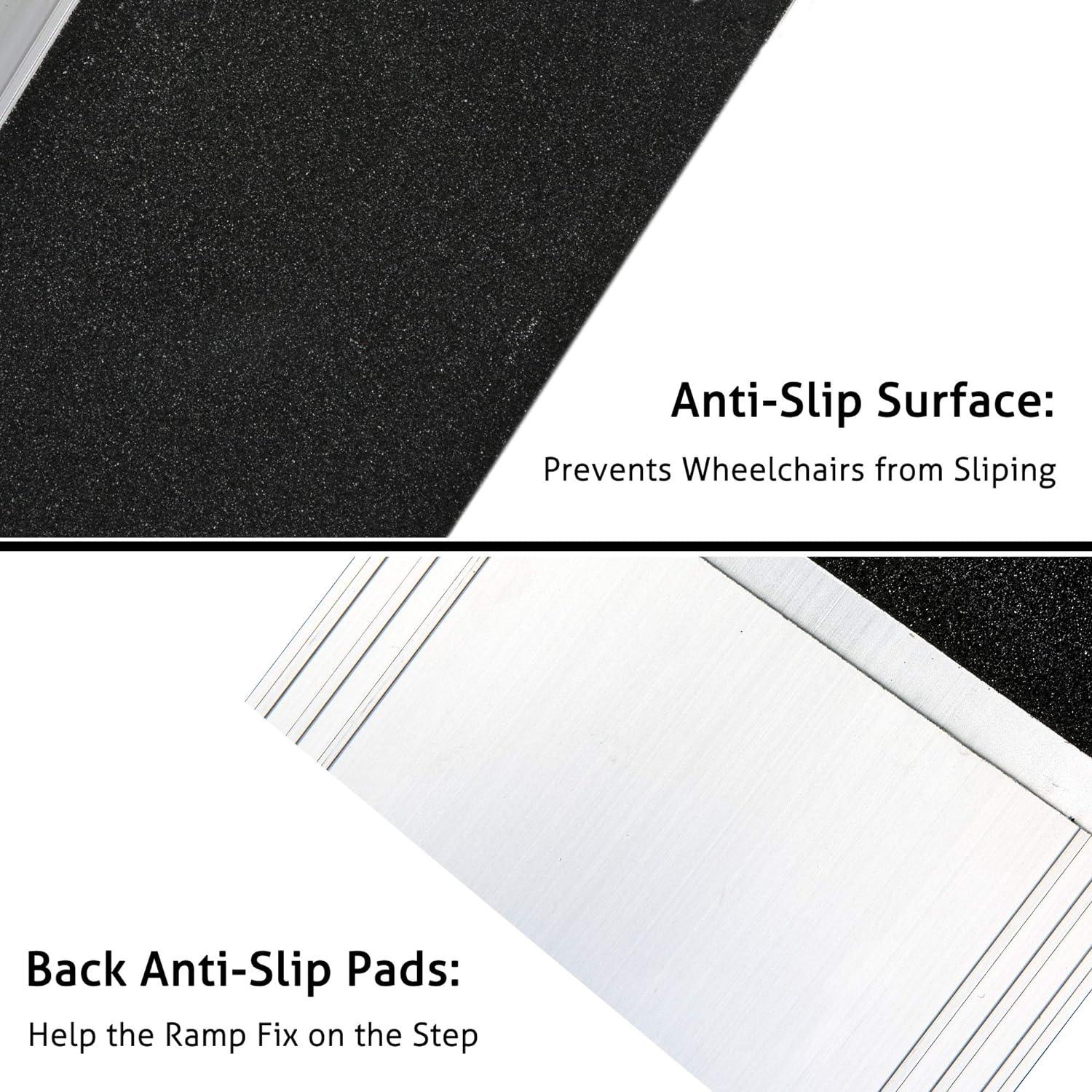 4/7ft Portable Ramp for Wheelchair Telescoping Aluminum Alloy Ramp with Anti-slip Surface - Luckyermore