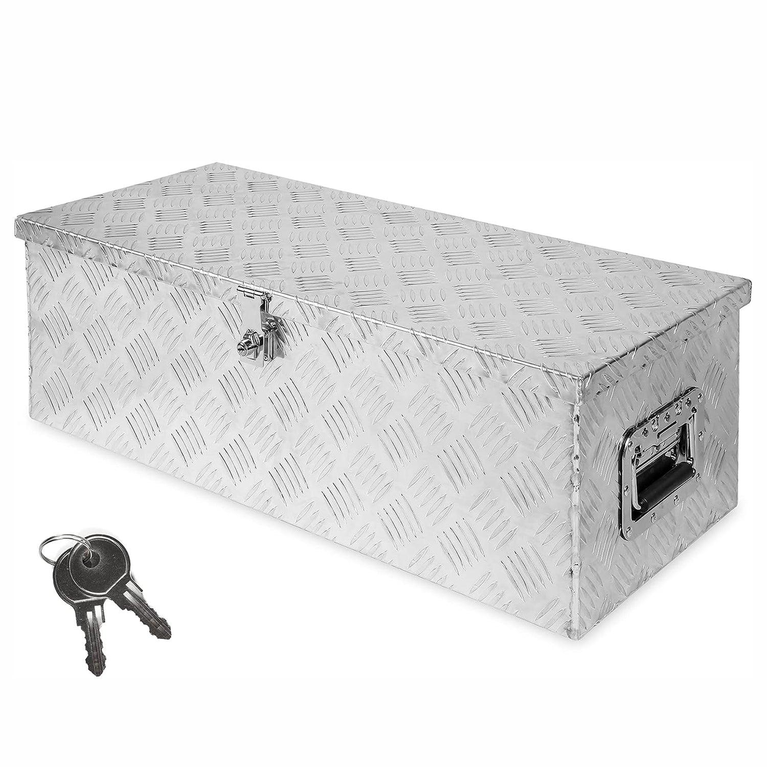 30" Aluminum Truck Tool Box Trailer Cargo Box Storage Organizer with Lock, Silver