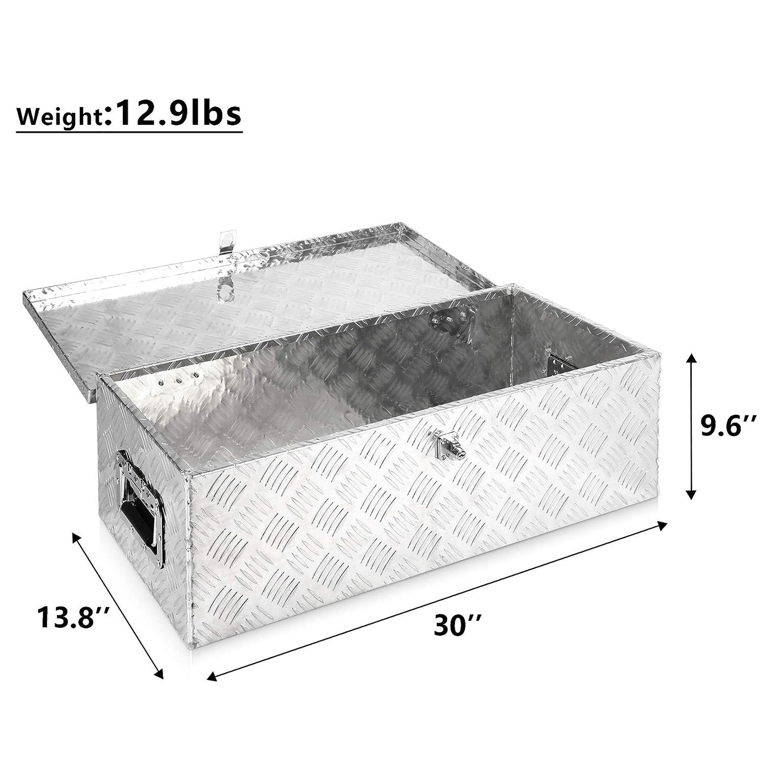 30" Aluminum Truck Tool Box Trailer Cargo Box Storage Organizer with Lock, Silver - Luckyermore