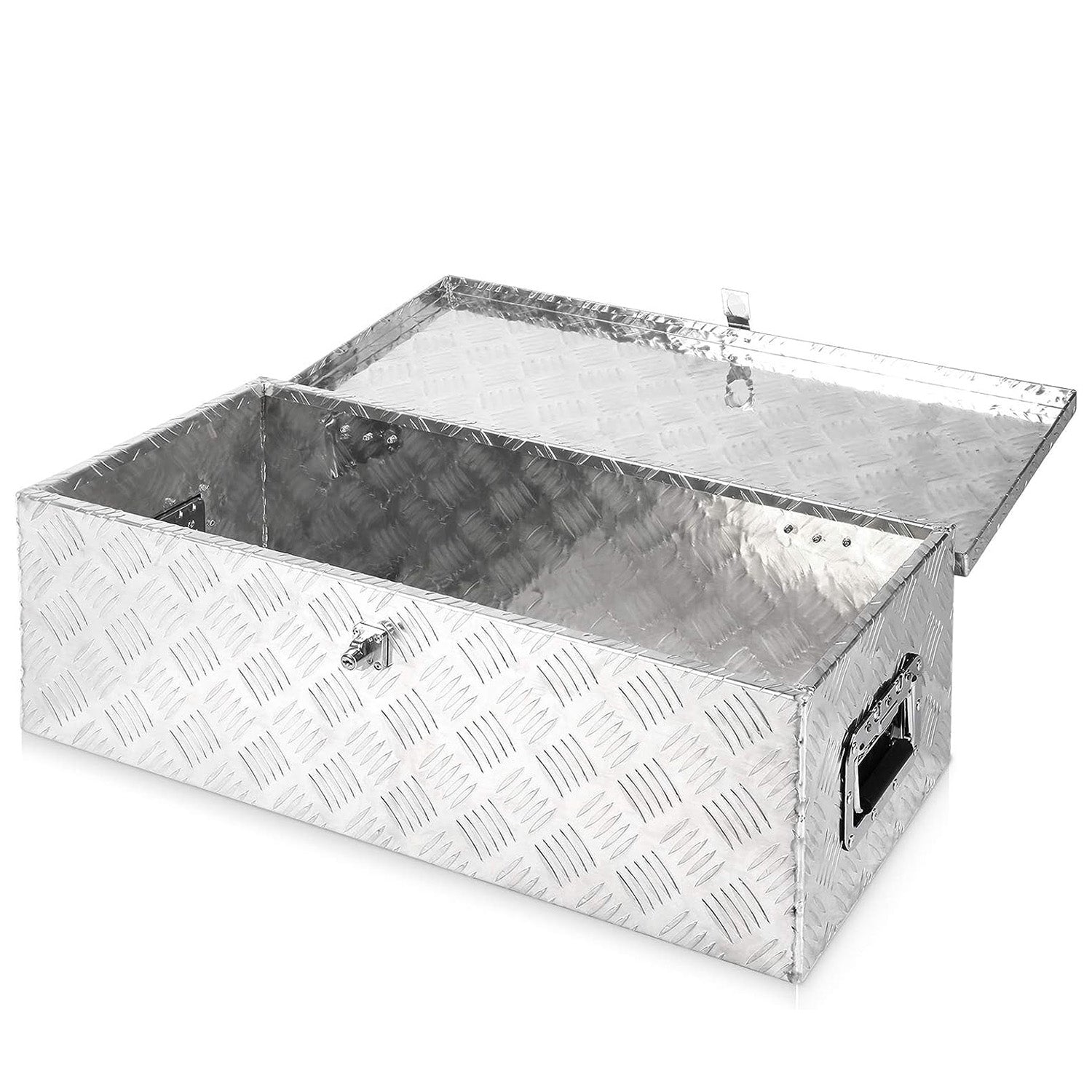 30" Aluminum Truck Tool Box Trailer Cargo Box Storage Organizer with Lock, Silver - Luckyermore