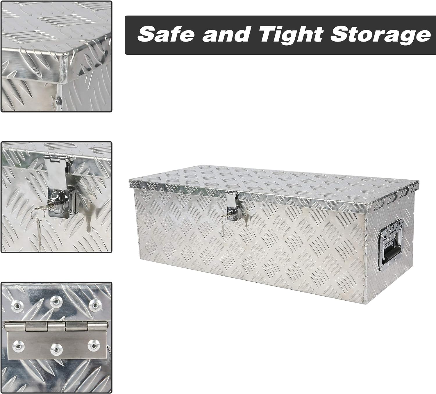30" Aluminum Truck Tool Box Trailer Cargo Box Storage Organizer with Lock, Silver