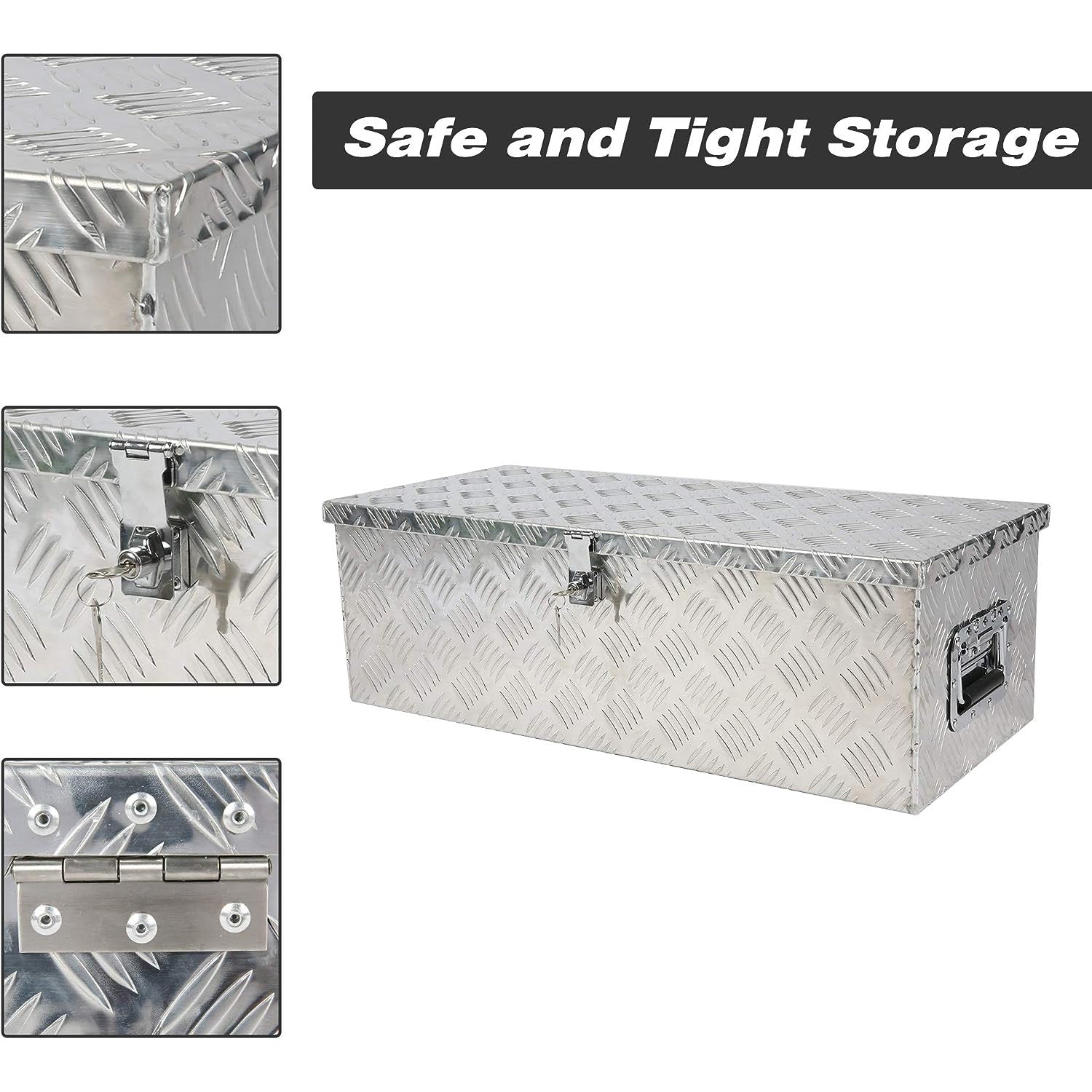 30" Aluminum Truck Tool Box Trailer Cargo Box Storage Organizer with Lock, Silver - Luckyermore