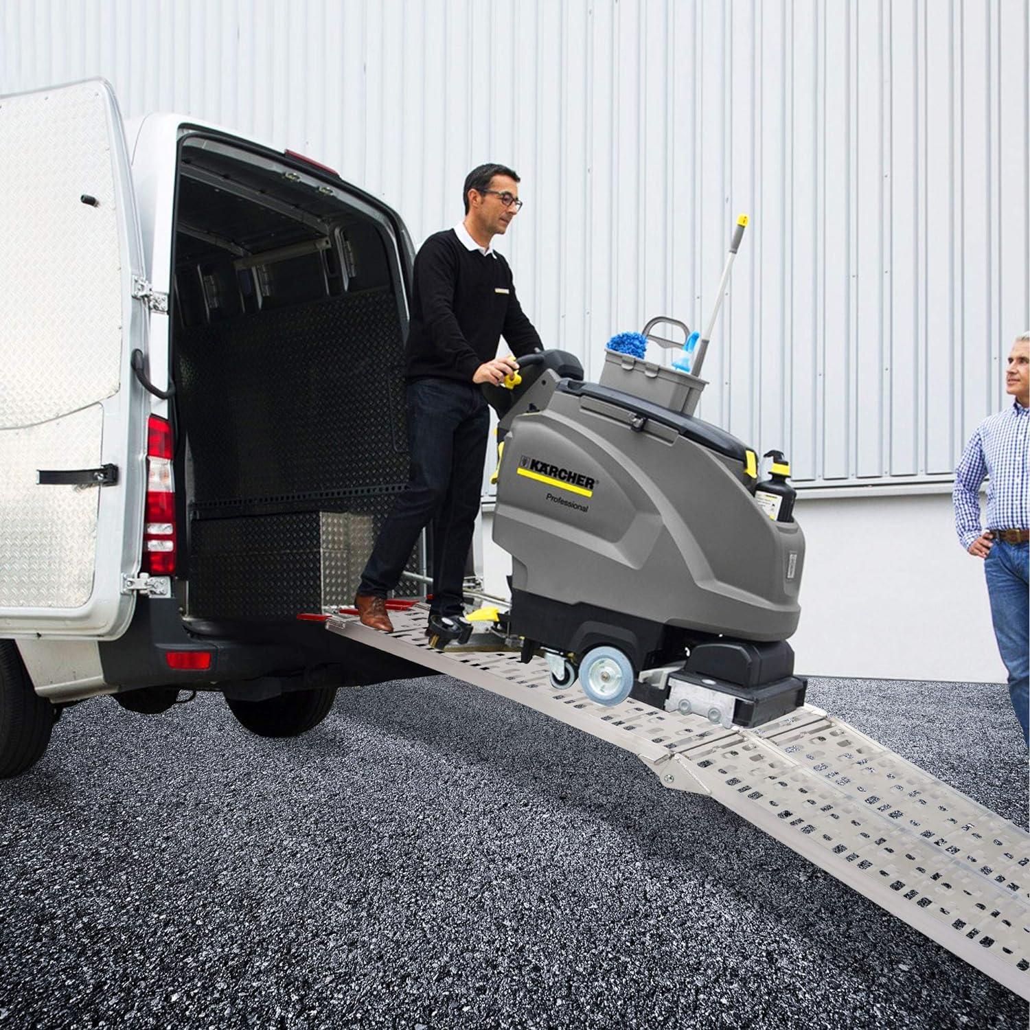 LUCKYERMORE Set of 2 Folding Loading Ramp 7.4ft with 1500lbs Capacity Aluminum Truck Ramp, Meshed