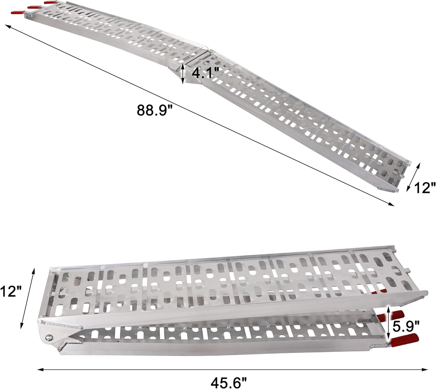 Set of 2 Folding Loading Ramp 7.4ft with 1500lbs Capacity Aluminum Truck Ramp, Meshed