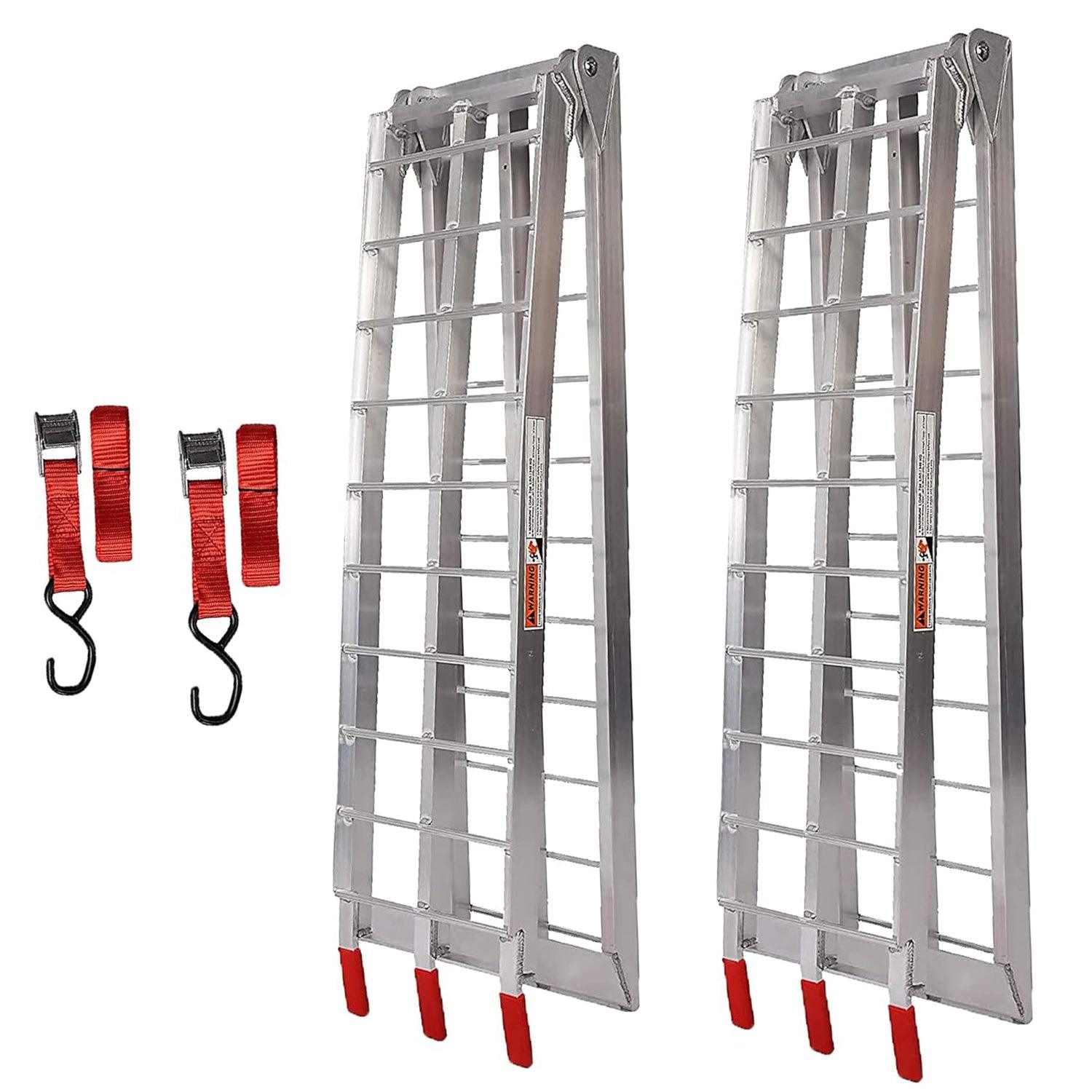 Set of 2 Folding Loading Ramp 7.4ft with 1500lbs Capacity Aluminum Truck Ramp, Gridded - Luckyermore