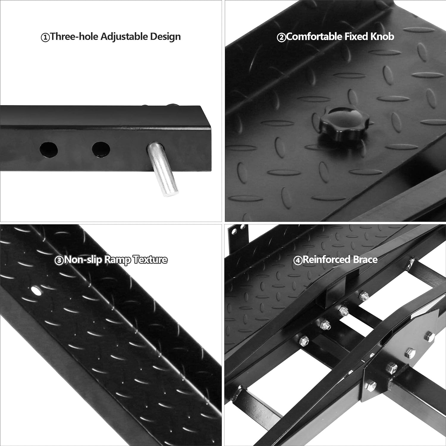 Motorcycle Rack Motorcycle Scooter Carrier Hauler Hitch Mount Rack with Loading Ramp Fit 2" Receiver of Cars, SUVs and Vans - Luckyermore