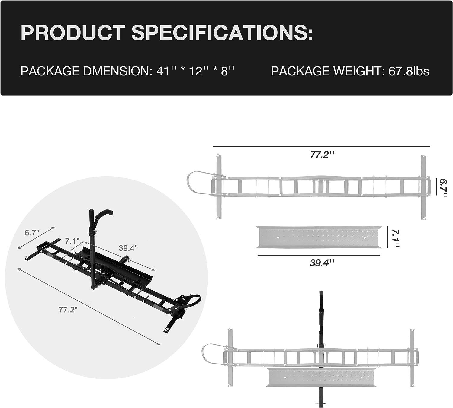 Hitch Mount Dirt Bike Carrier Rack Motorcycle Carrier with Loading Ramp and 2" Hitch Receiver