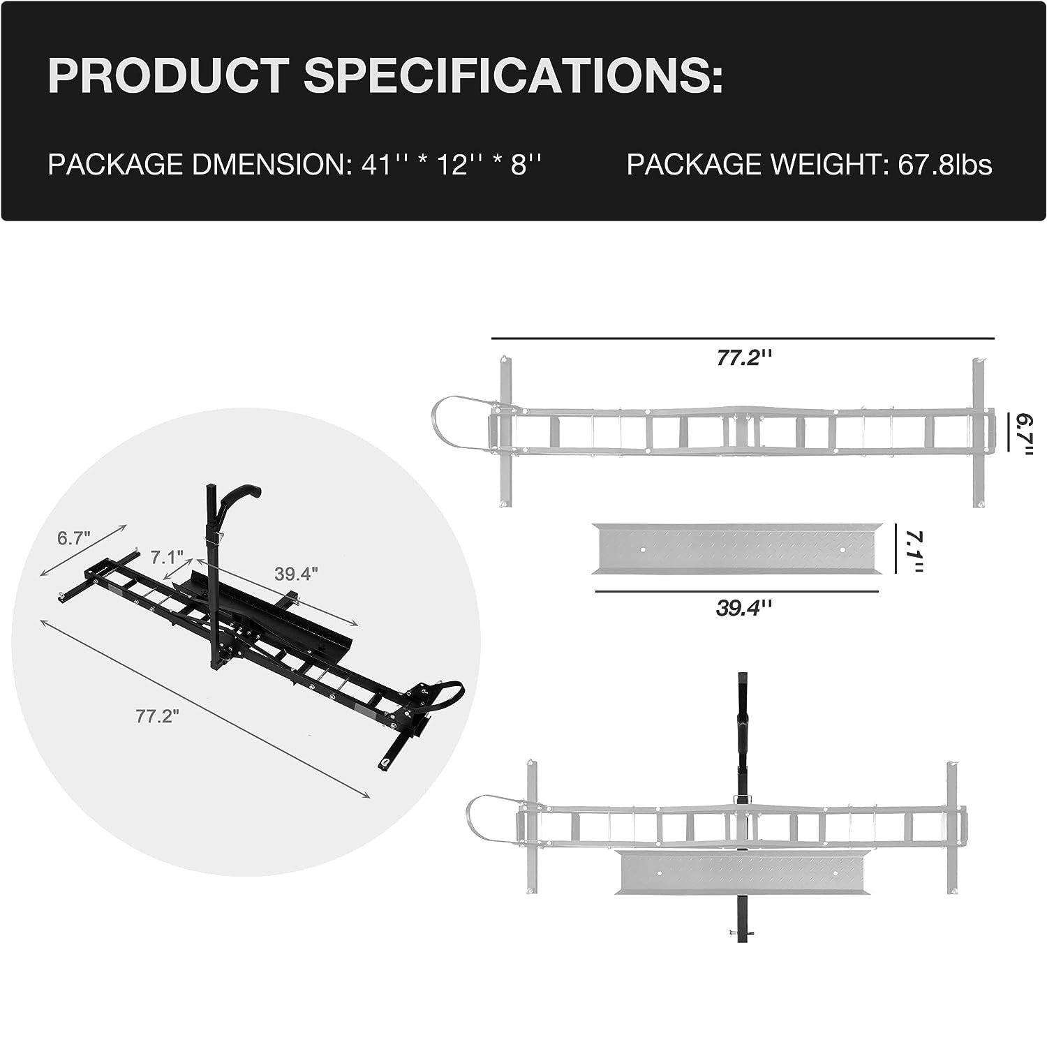 Hitch Mount Dirt Bike Carrier Rack Motorcycle Carrier with Loading Ramp and 2" Hitch Receiver - Luckyermore