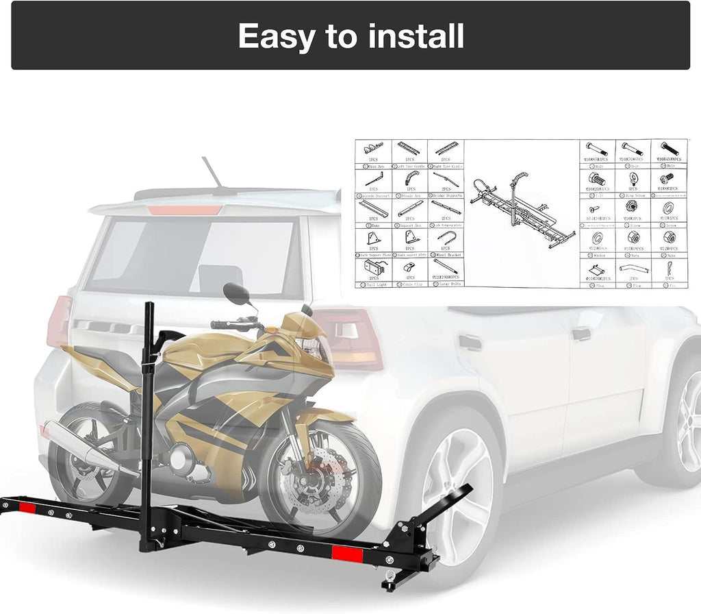 Hitch Mount Dirt Bike Carrier Rack Motorcycle Carrier with Loading Ramp and 2" Hitch Receiver