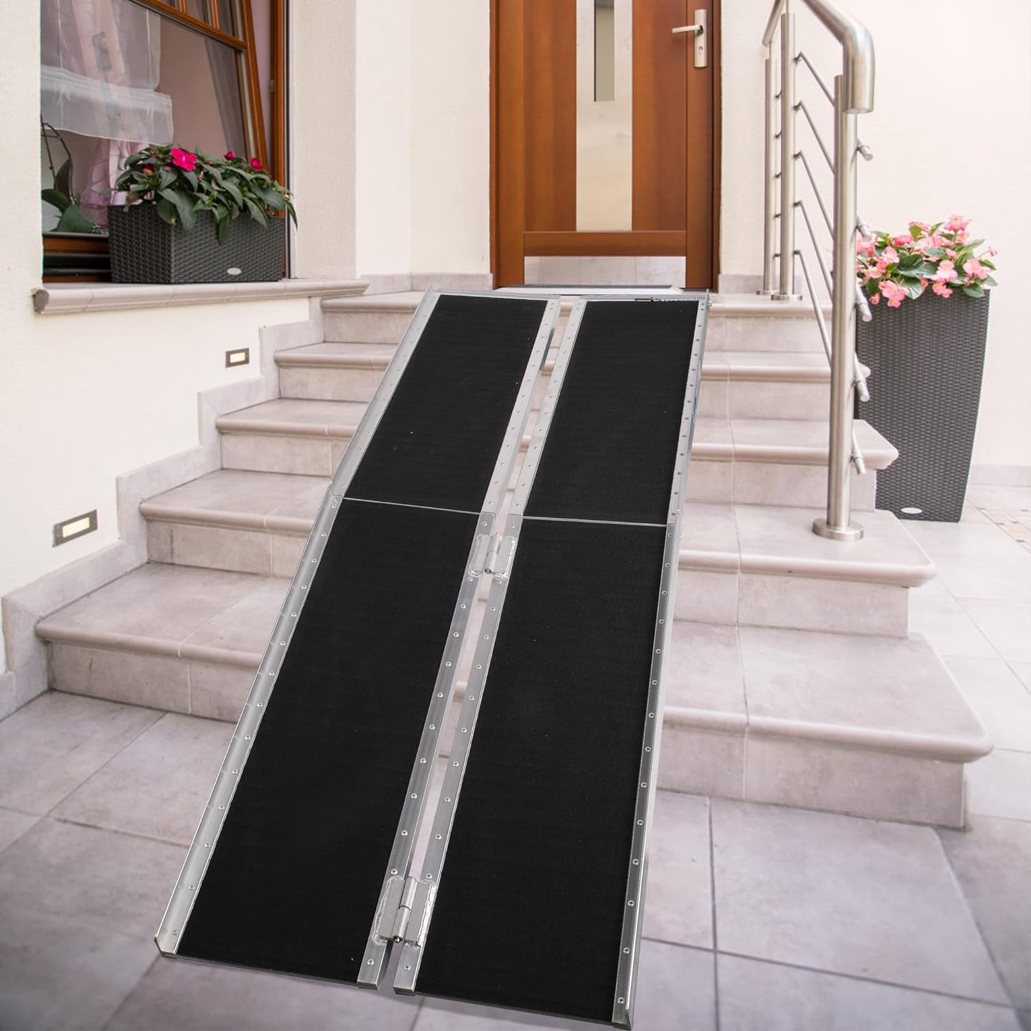 7ft Portable Ramp for Wheelchair Scooter Folding Aluminum Alloy Ramp with Handle