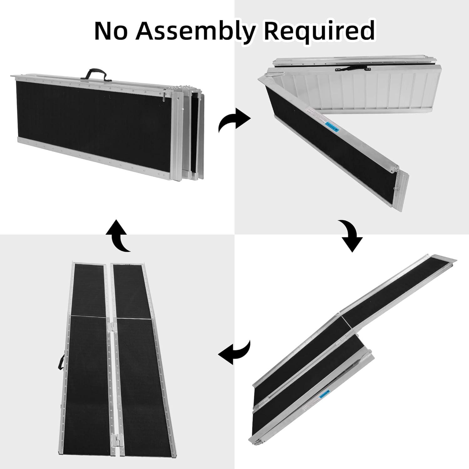 10ft Portable Ramp for Wheelchair Scooter Folding Aluminum Alloy Ramp with Handle - Luckyermore