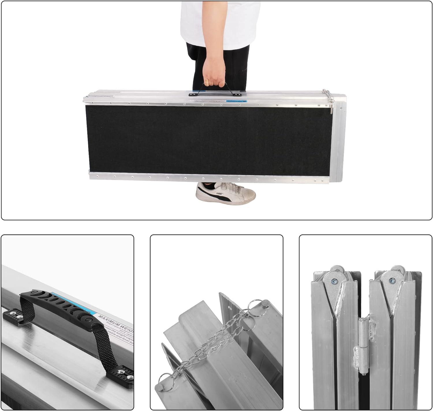 10ft Portable Ramp for Wheelchair Scooter Folding Aluminum Alloy Ramp with Handle - Luckyermore