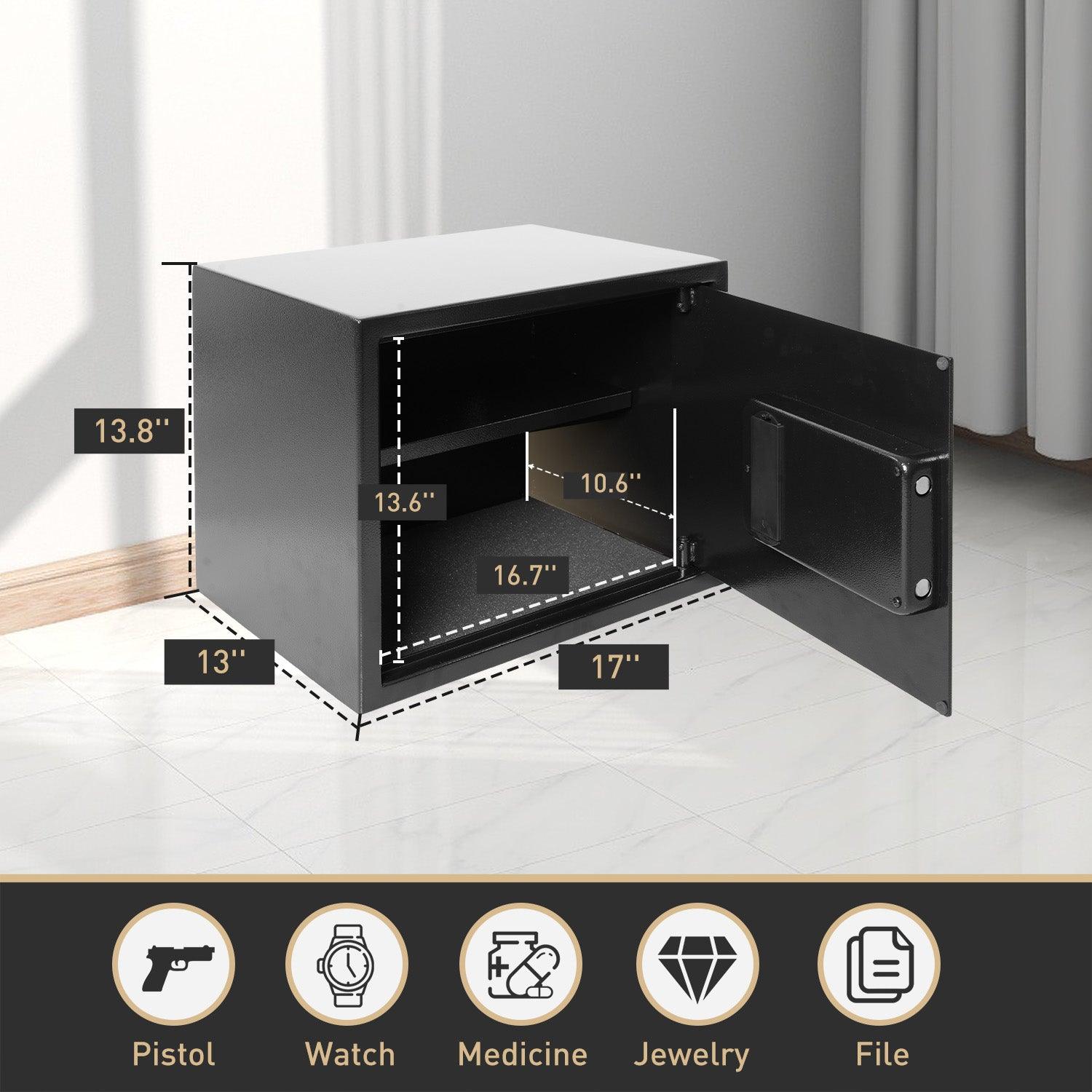 1.4 Cu Ft Home Safe Box Money Safe with Dual Warning Alarm Digital Keypad and Removable Shelf - Luckyermore