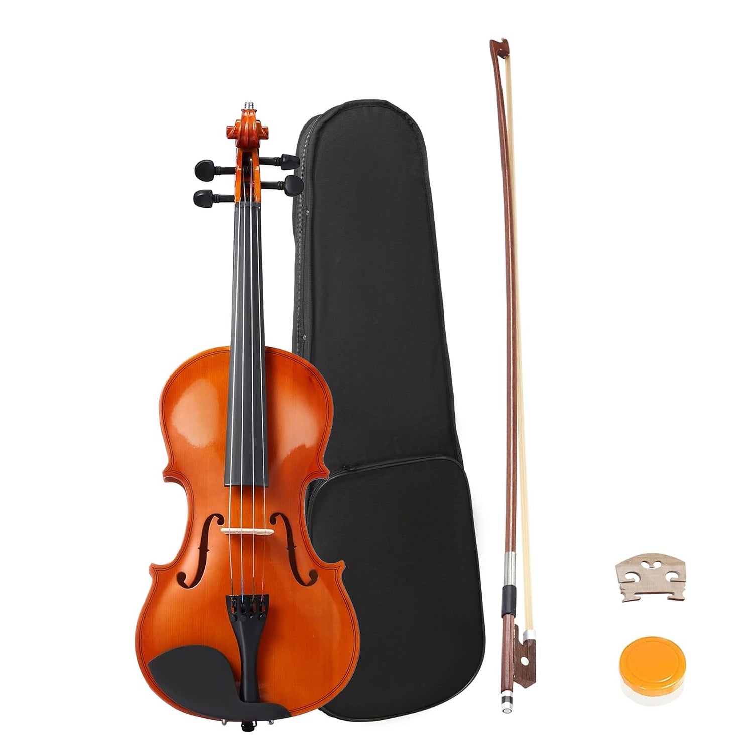 4/4 Full-Size Maple Acoustic Violin Set for Beginners with Case, Bow, Bridge, Rosin, Brown