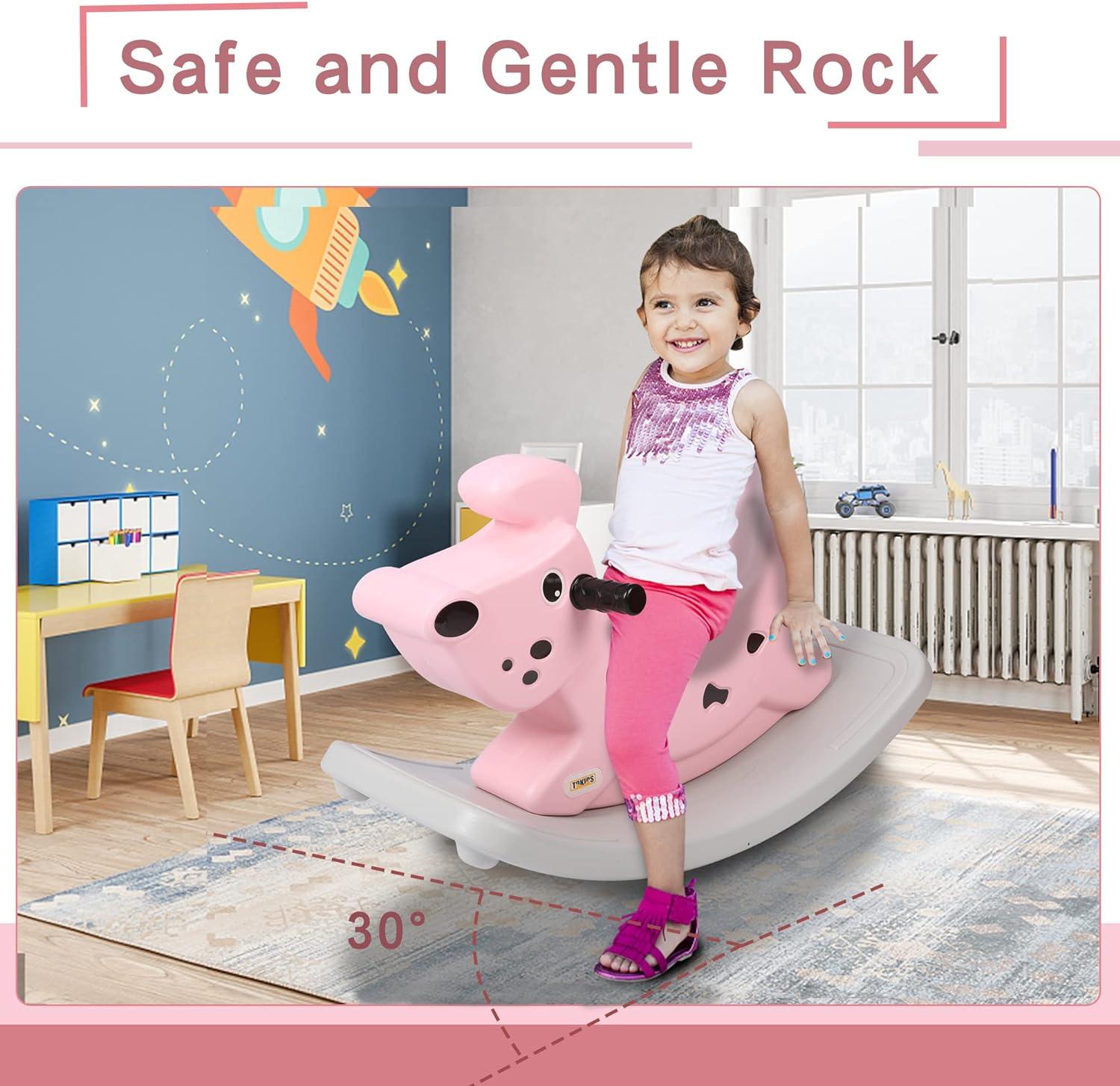 Kids Ride-on Toy Rocking Horse with Music for Toddlers 1-3 Years Old, Pink - Luckyermore