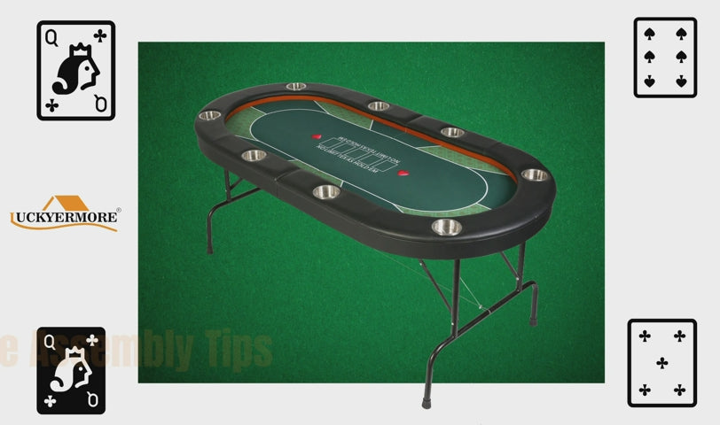 LUCKYERMORE 70.8" Folding Poker Table 8 Player Card Table with 8 Cup Holder for Texas Casino, Green