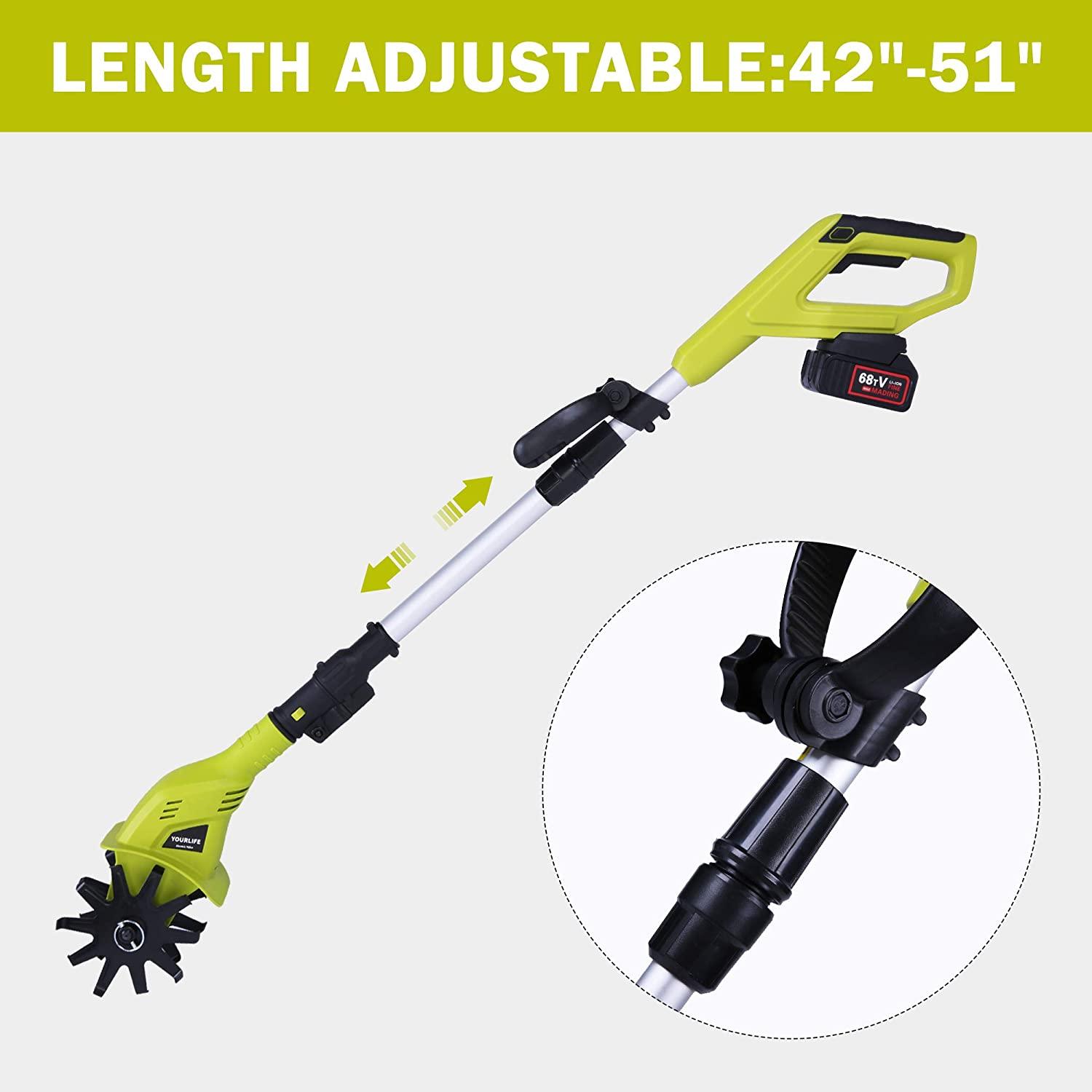 LUCKYERMORE Cordless Electric Garden Tiller/Cultivator Adjustable with 20V 2.0 Ah Lithium Battery and Charger