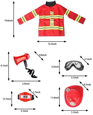 Kids Fireman Costume Toy for Kids,Boys,Girls,Toddlers, and Children with Complete Firefighter Accessories