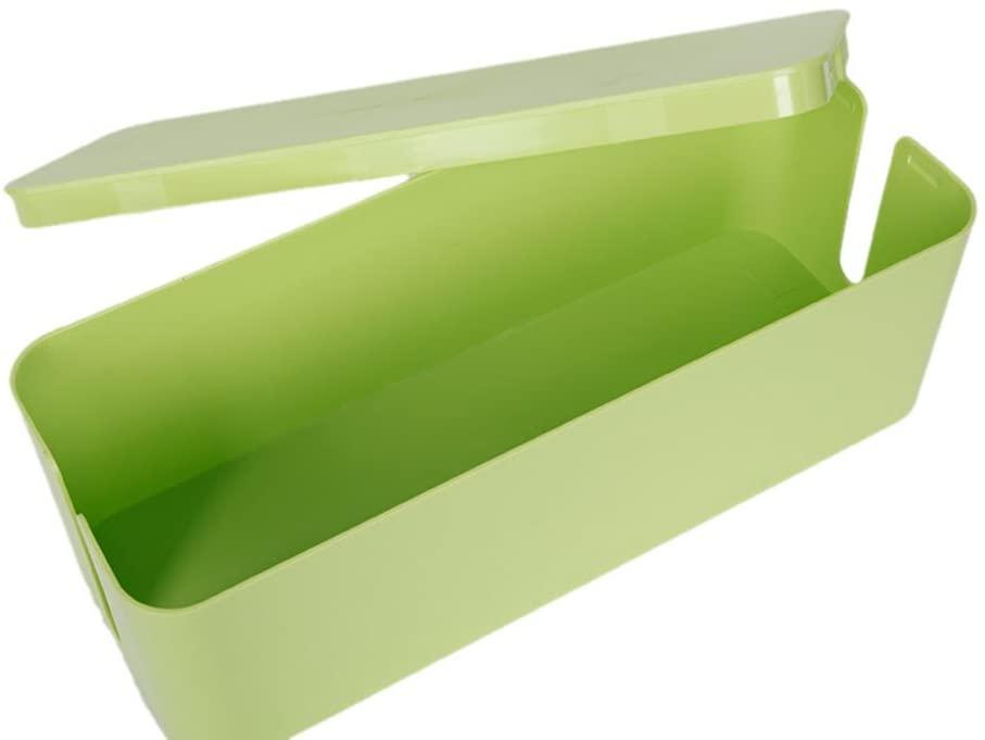 Plastic Cable Storage Socket Wire Box Management for Home Office 12.6x6.3x5.1Inches Medium Color Green