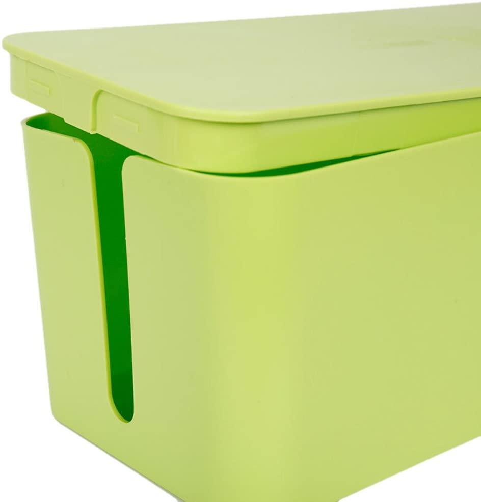 Plastic Cable Storage Socket Wire Box Management for Home Office 12.6x6.3x5.1Inches Medium Color Green