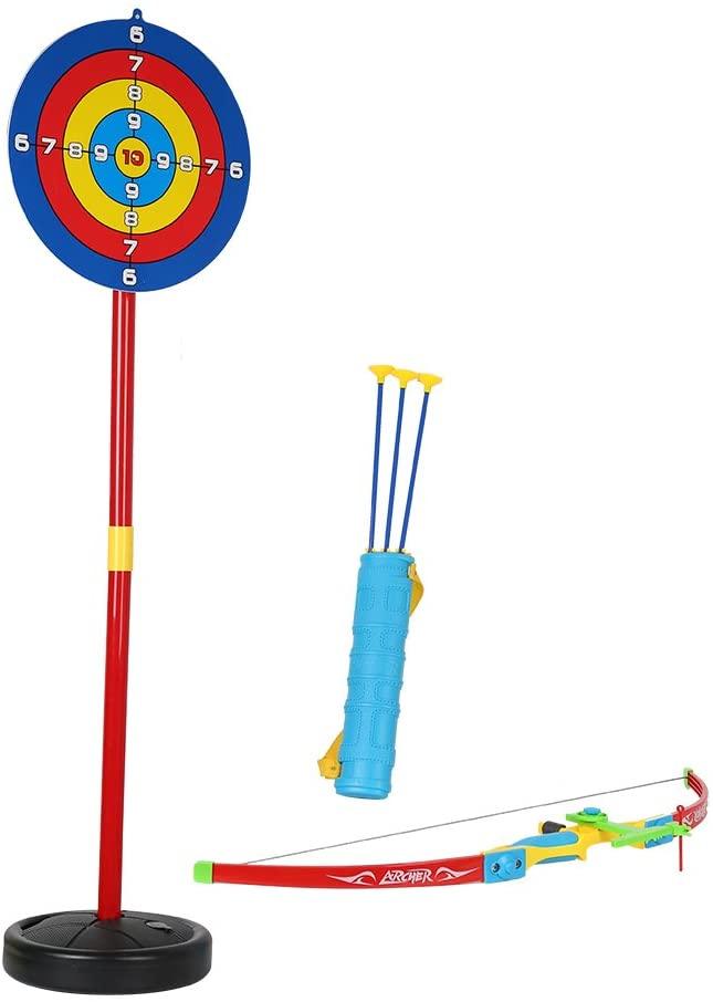Kids Bow and Arrow Set Toy Bow Archery Set for Kids,Outdoor Hunting Game with 3 Suction Cup Arrows with Target Stand ,Target for Boys and Girls (Black-Base) - Luckyermore
