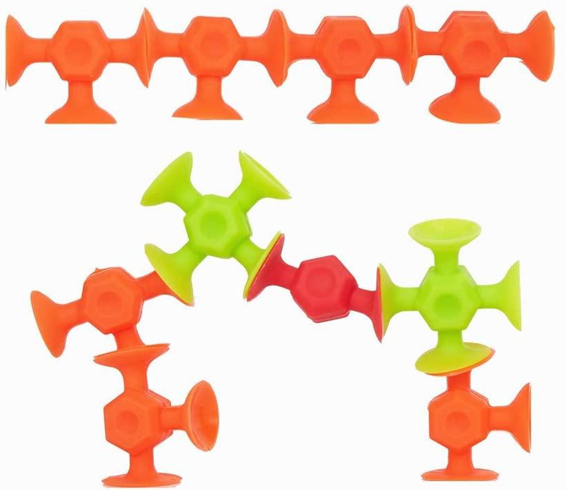 Kids Suction Cup Toys Silicone Building Blocks | Construction Set | Educational Building Kit - Luckyermore