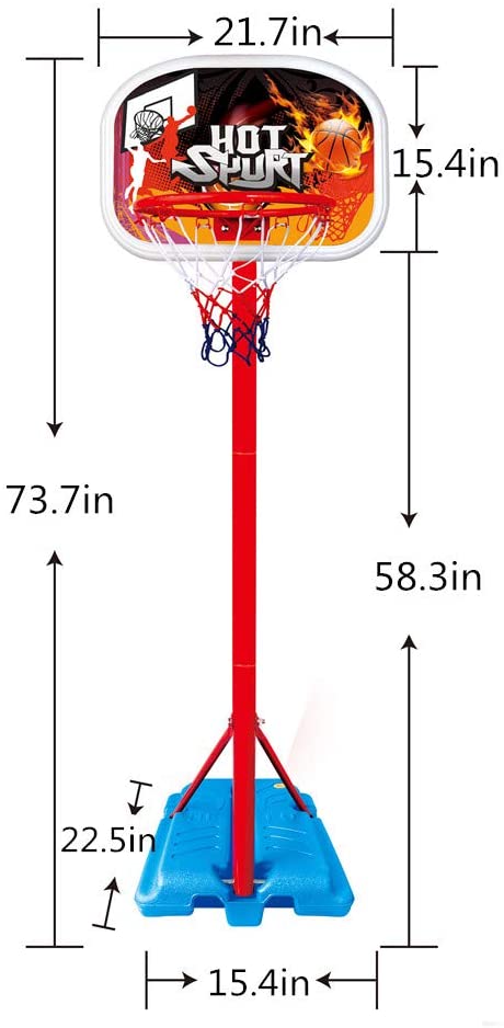 Kids Basketball Hoop Stand Set Adjustable Height with 6”Ball & Net Play Sport Games for Toddlers Boys Girls Children Indoors Outdoors Toys