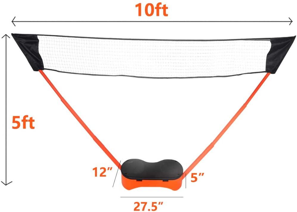 Portable Badminton Net Set Storage Box Base with 2 Battledores 2 Shuttlecocks Large 10x5 Feet Net for Ball Games Outdoor Team Sports