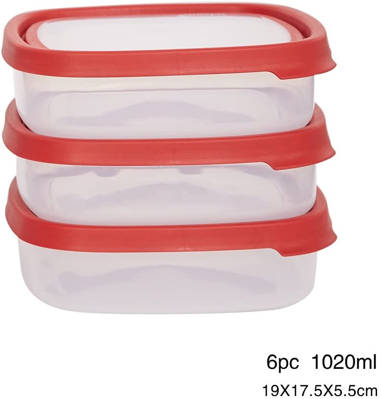 Wham 6PCS BPA Free Reusable Plastic Container Food Saving Storage Set Safe Food Box Set - Airtight, Leakproof, Microwave, Freezer & Dishwasher Safe, Set of 3, (4 Cup) - Luckyermore