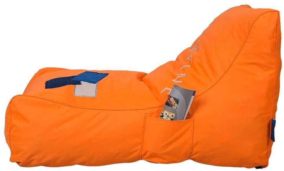 Kids Bean Bag Chair - Floor Chair Couch Lazy Lounger Memory Foam Sofa with Dirt-Proof Oxford Fabric&Side Pocket for Kids Age 2 and Up,MOM I'm FINE, Orange
