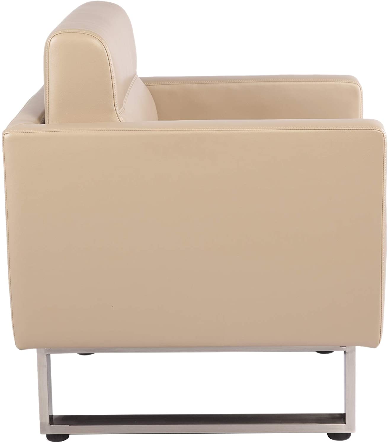 LUCKYERMORE Guest Chair Office Reception Chair Leather Sofa Chairs with PU Leather Soft Sponge, Beige