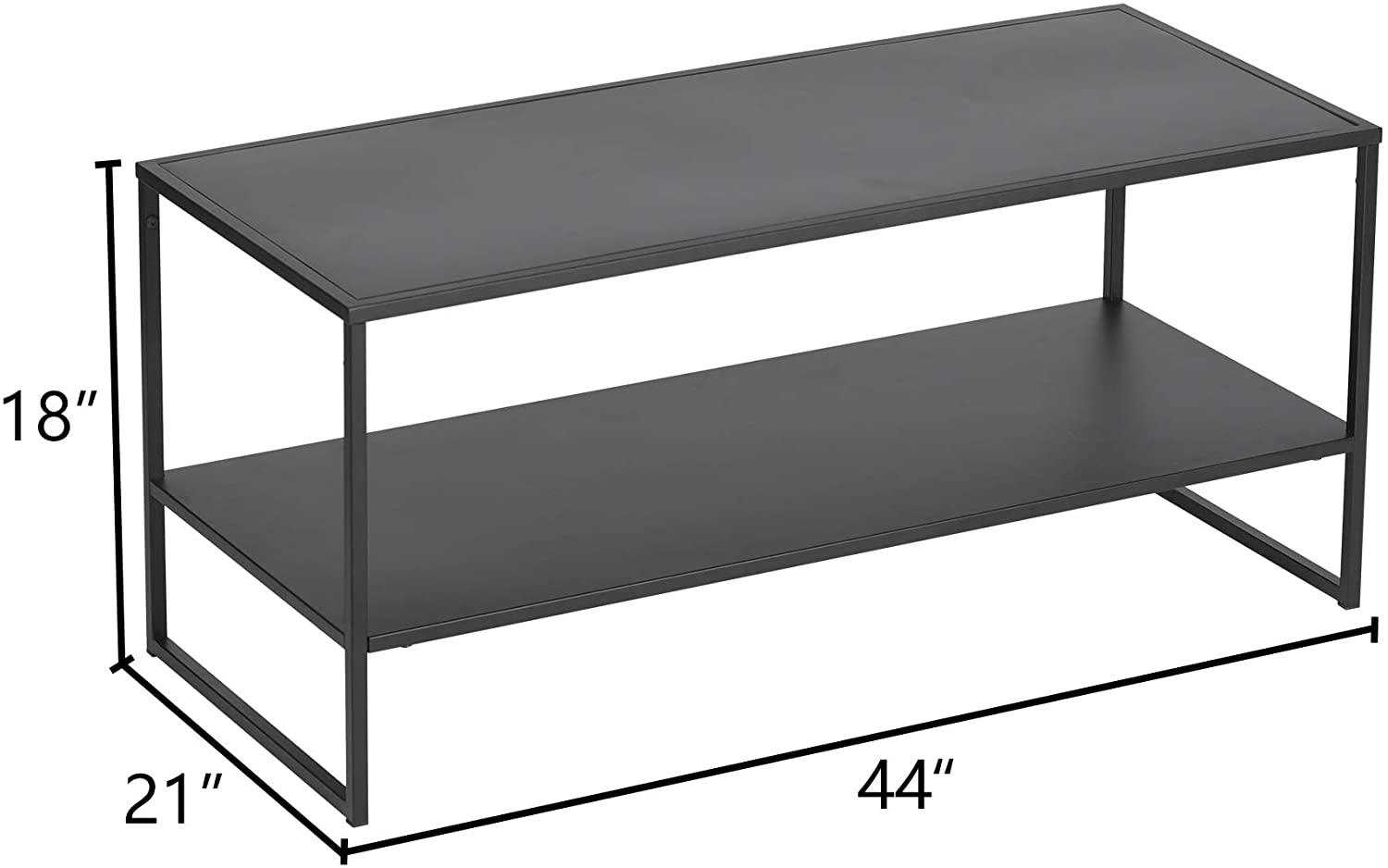 Simple Style Tea Table Modern Coffee Table with Metal Frame Light Weight Tea Table,Storage Shelf,44”L x 21”W x 18”H - Luckyermore