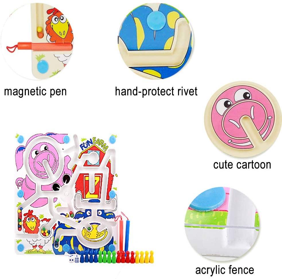 Magnetic Maze Family Kids 3 up 2-Sided Board Game Maze Puzzles,Traffic Maze & Flying Chess - Luckyermore