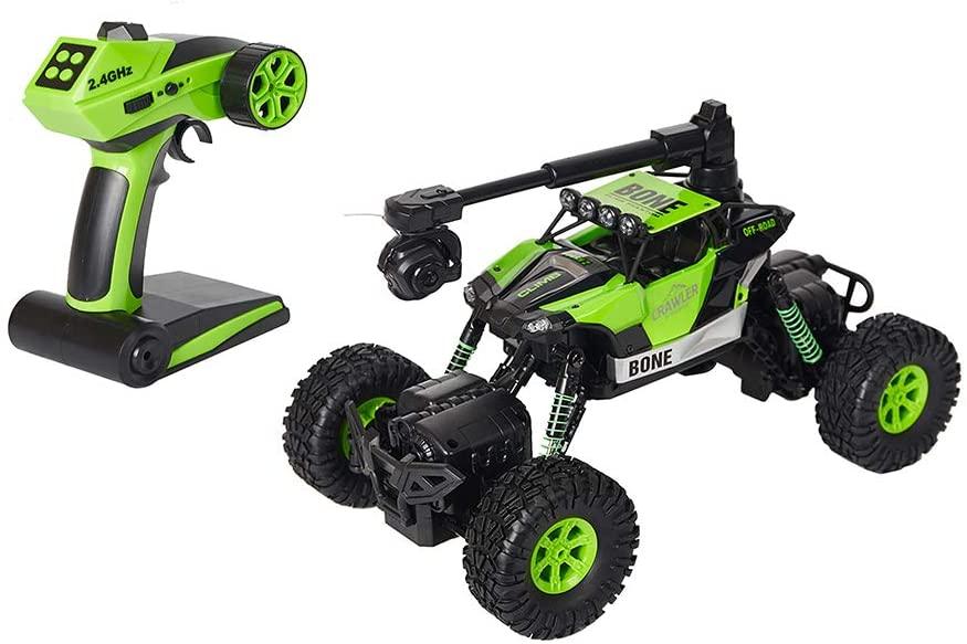2.4GHz 4WD Off-Road Vehicles 1:16 Remote Control Rock Crawler Truck with WiFi 0.3MP Camera , Can Control by Phone , Green/Red Color - Luckyermore