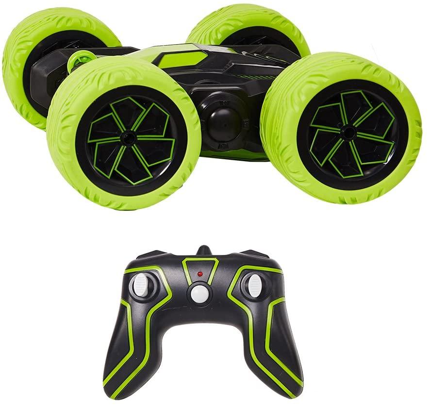 RC Cars Off-Road, 4WD Remote Control Monster Truck Rotate 360 Double Sided Race Car /Green - Luckyermore