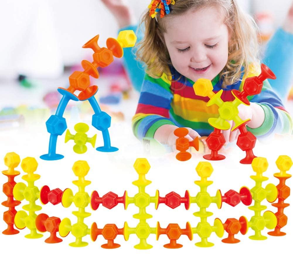 Kids Suction Cup Toys Silicone Building Blocks | Construction Set | Educational Building Kit - Luckyermore