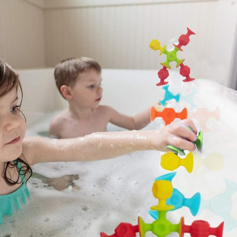 Kids Suction Cup Toys Silicone Building Blocks | Construction Set | Educational Building Kit - Luckyermore