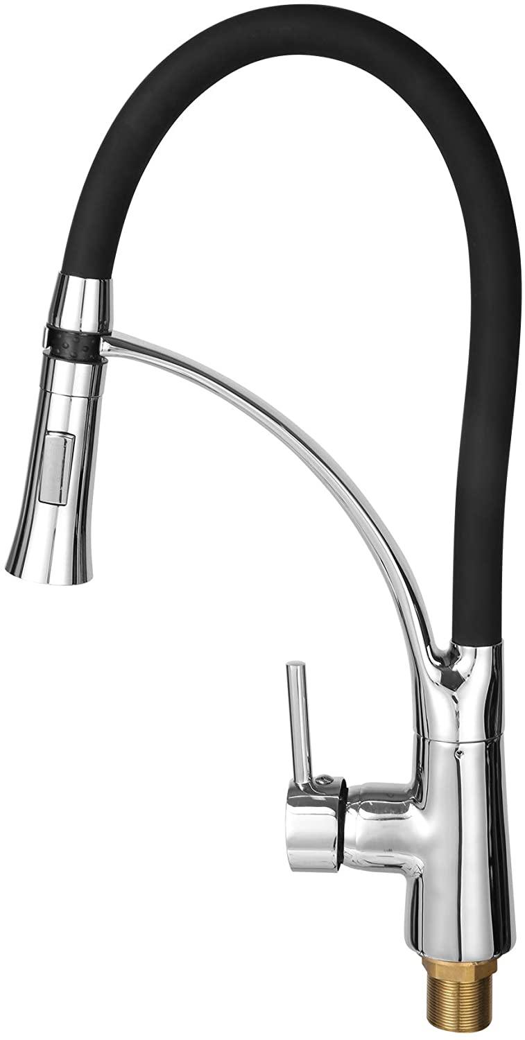 Commercial Kitchen Faucet with Pull Down Sprayer, High Arc Stainless Steel, 360 Swivel Single Handle Single Hole Spring Sink Faucet, Chrome
