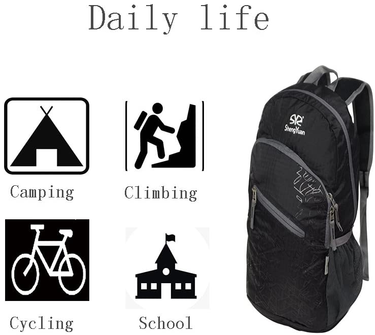 Lightweight Travel Backpack 20L Foldable Waterproof Camping Backpack with 2 Pockets