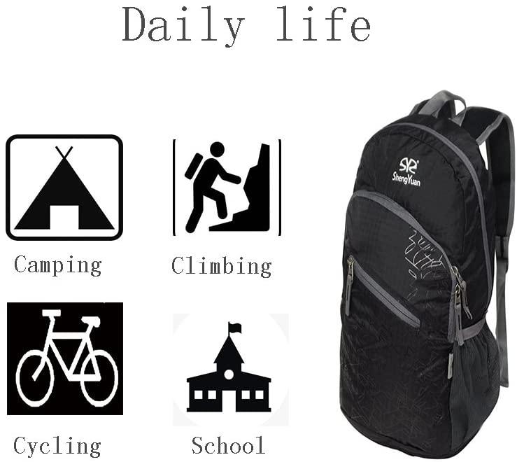 Lightweight Travel Backpack 20L Foldable Waterproof Camping Backpack with 2 Pockets - Luckyermore