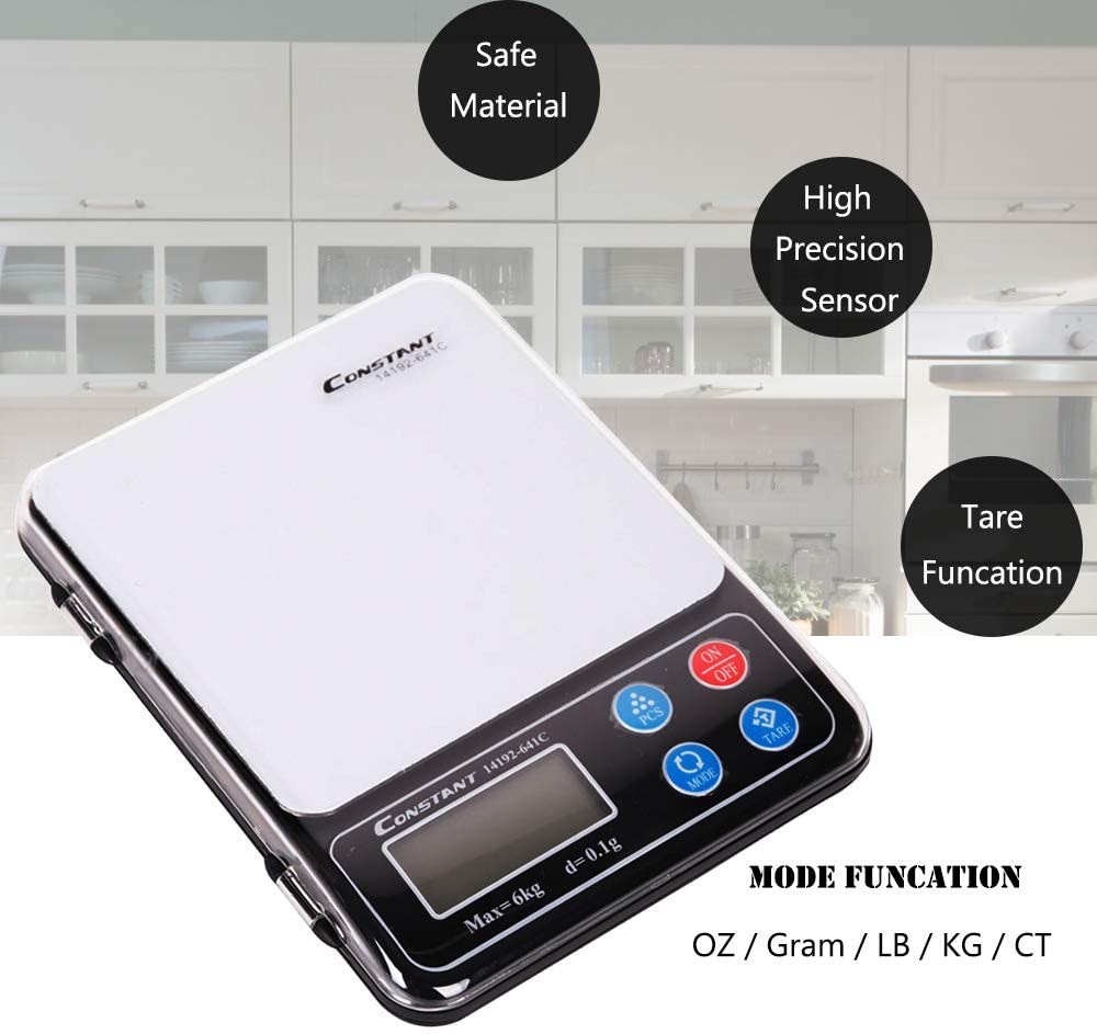 Digital Food Scale Kitchen Small Baking Scale Weigh in Gram, OZ, LB, KG, CT High Precision Stainless Steel Finish Backlight Display,Black - Luckyermore