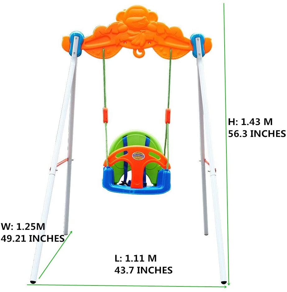3 in 1 Baby Toddler Swing Set with Stand, Seat Belt and Metal Stand for Playground Indoor Backyard
