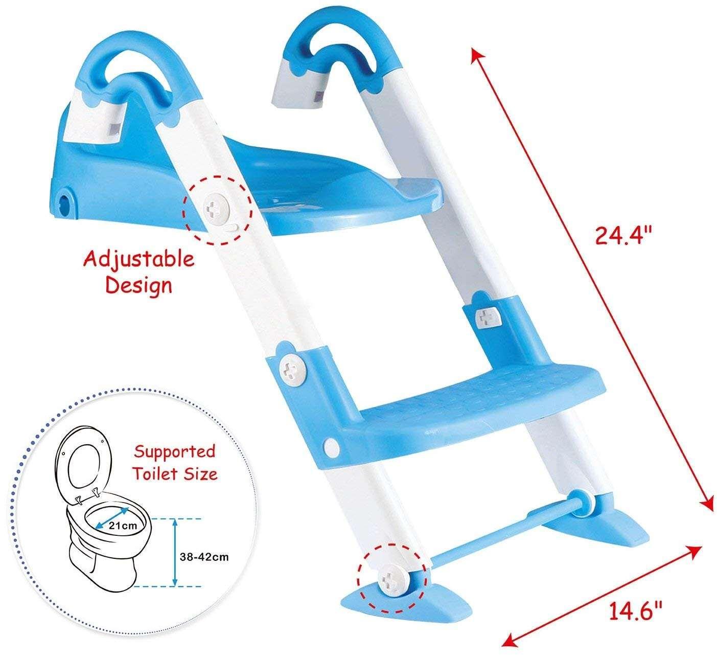 3 in 1 Potty Training Seat with Adjustable Ladder, Kid’s Ladder Toilet Seat with Non-Slip Step Stool Ladder, Potty Training Ladder, Potty Chair