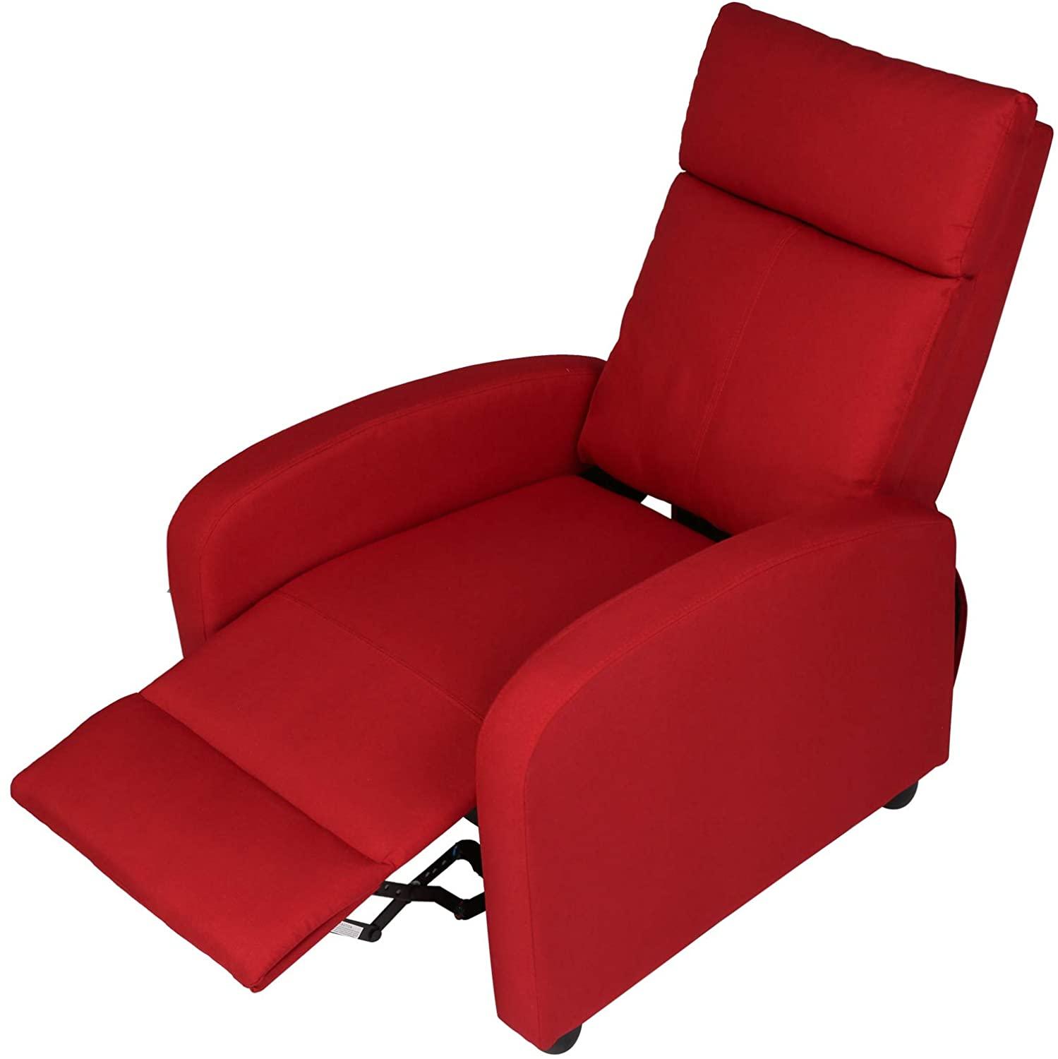 Adjustable Fabric Recliner Chair Ergonomic Recliner Sofa Easy Assemble Padded Seat Assemble w/Thick Cushion & Backrest Modern for Living Room Home Theater Bedroom
