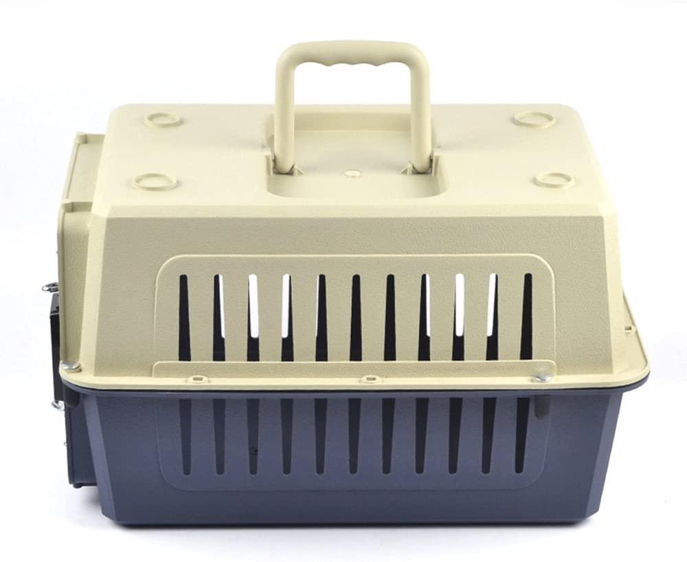 Small Plastic Cat & Dog Carrier Cage Portable Pet Box Airline Approved Pet Kennel, Blue - Luckyermore